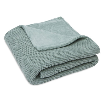 Jollein Wiegdeken Basic Knit Forest Green/Fleece 75x100cm koop je bij Babywinkel