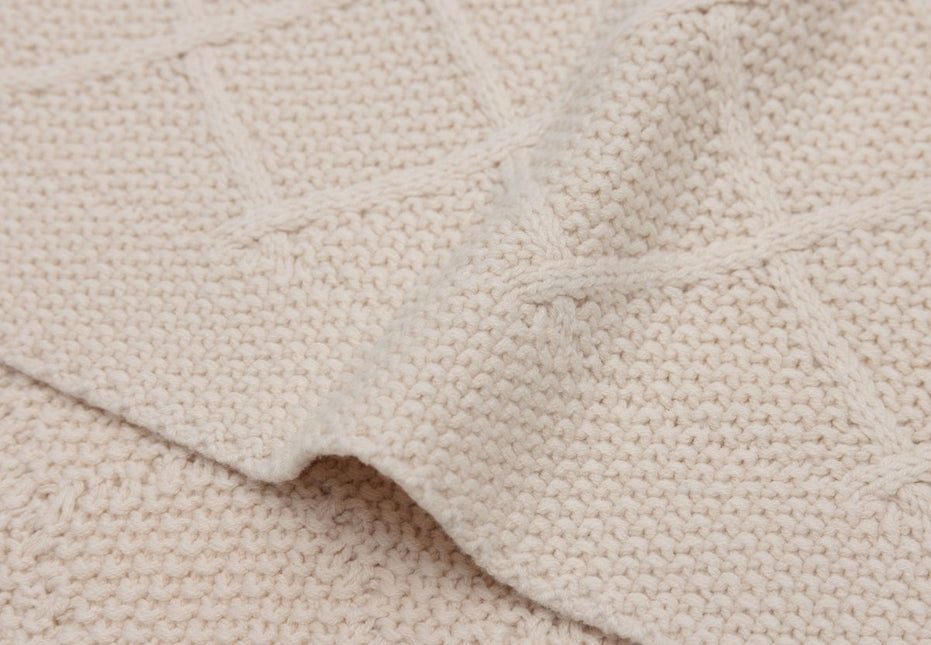 Jollein Wiegdeken Check Knit Oatmeal 75 X 100 Cm koop je bij Babywinkel