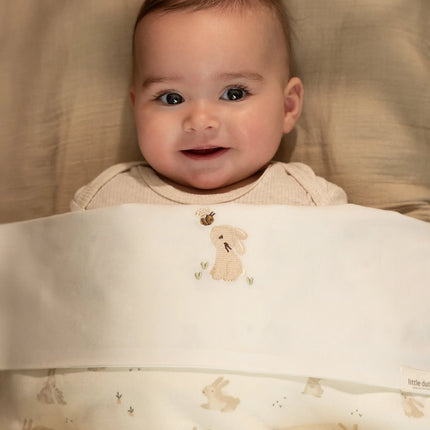 <tc>Little Dutch</tc> Vagga handduk Baby Bunny Vit Broderad