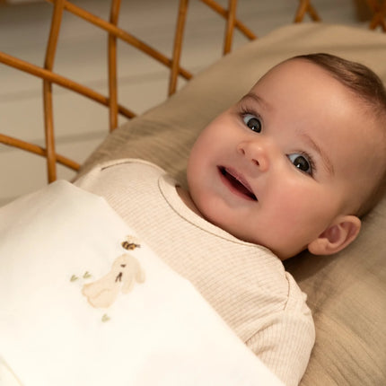<tc>Little Dutch</tc> Vagga handduk Baby Bunny Vit Broderad