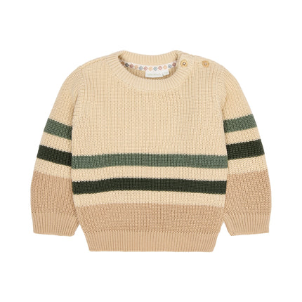 Little Dutch Baby Sweater Stripe Warm Taupe