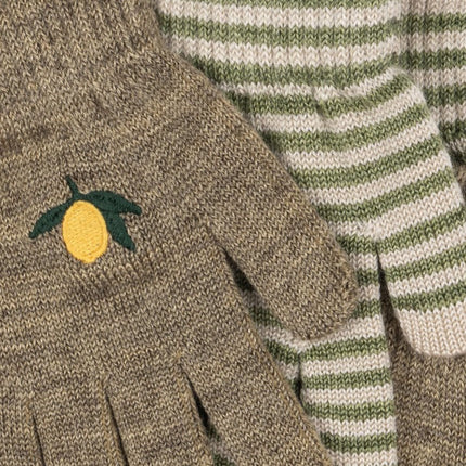 Konges Slojd 2 Pack Filla Gloves Lemon/Stripe koop je bij Babywinkel