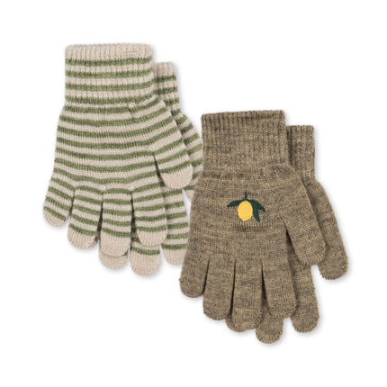 Konges Slojd 2 Pack Filla Gloves Lemon/Stripe koop je bij Babywinkel