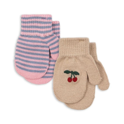 Konges Slojd Kinderhandschoenen Filla Mittens Cherry/Stripe 2St koop je bij Babywinkel