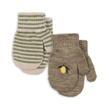 Konges Slojd Kinderhandschoenen Filla Mittens Lemon/Stripe 2St koop je bij Babywinkel