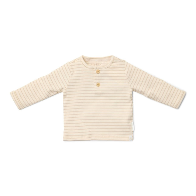 Little Dutch Baby Shirt Lange Mouw Soft Beige Stripe koop je bij Babywinkel