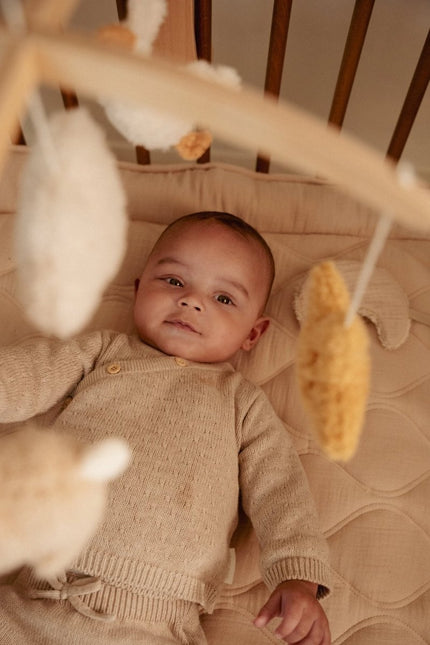 Little Dutch Baby Vestje Overslag Soft Beige Melee koop je bij Babywinkel