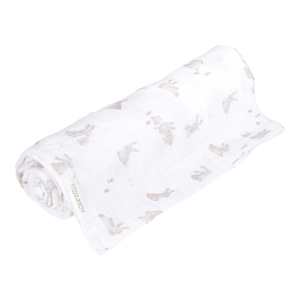 Little Dutch Inbakerdoek Hydrofiel 120x120 Baby Bunny koop je bij Babywinkel