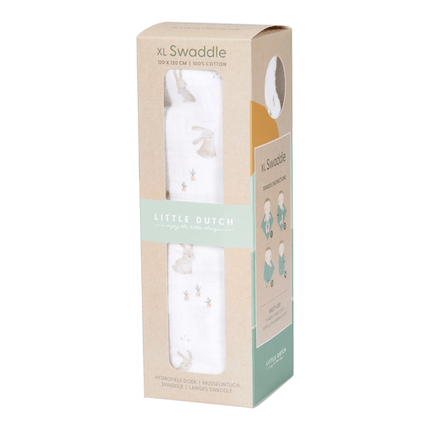 Little Dutch Inbakerdoek Hydrofiel 120x120 Baby Bunny koop je bij Babywinkel