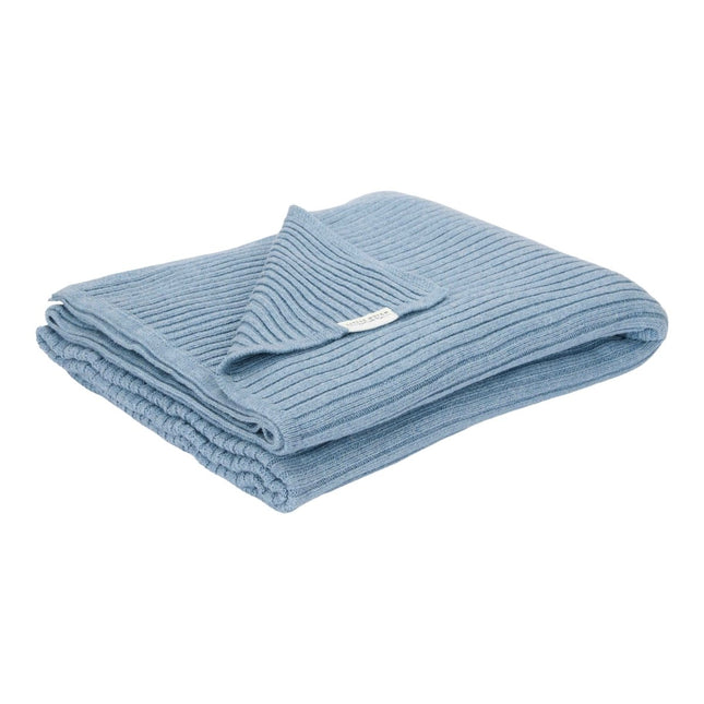 Little Dutch Ledikantdeken Pure Denim Blue Gebreid koop je bij Babywinkel