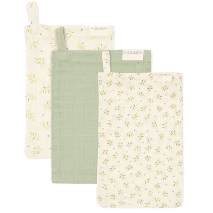 Little Dutch Washandje Hydrofiel Blueberry Leaves & Sage 3St koop je bij Babywinkel