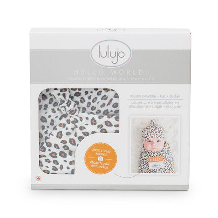 Lulujo Hydrofiele Doek Met Muts En Sticker Leopard koop je bij Babywinkel