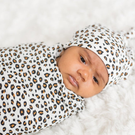Lulujo Hydrofiele Doek Met Muts En Sticker Leopard koop je bij Babywinkel