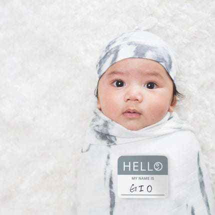 Lulujo Hydrofiele Doek Met Muts En Sticker Marble koop je bij Babywinkel