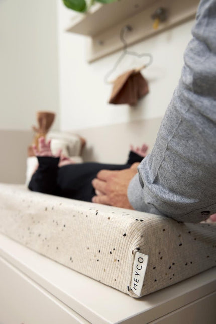 Meyco Aankleedkussenhoes Rib Mini Spot Sand Melange 50X70cm koop je bij Babywinkel