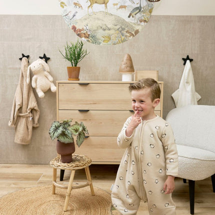 Meyco Baby Penguin Baby Winter Slaapoverall Jumper Met Vaste Mouw Soft Sand 92Cm koop je bij Babywinkel