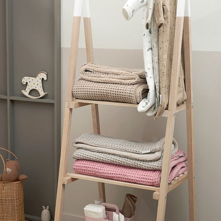 Meyco Baby Wafel Teddy Ledikant Deken Greige 100x150cm koop je bij Babywinkel