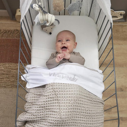 Meyco Baby Wafel Teddy Ledikant Deken Greige 100x150cm koop je bij Babywinkel