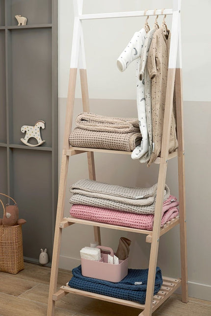 Meyco Baby Wafel Teddy Ledikant Deken Sand 100x150cm koop je bij Babywinkel