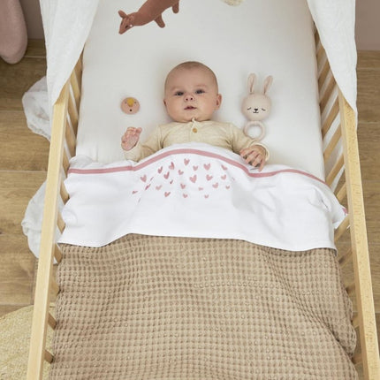 Meyco Baby Wafel Teddy Wiegdeken Sand 75x100cm koop je bij Babywinkel