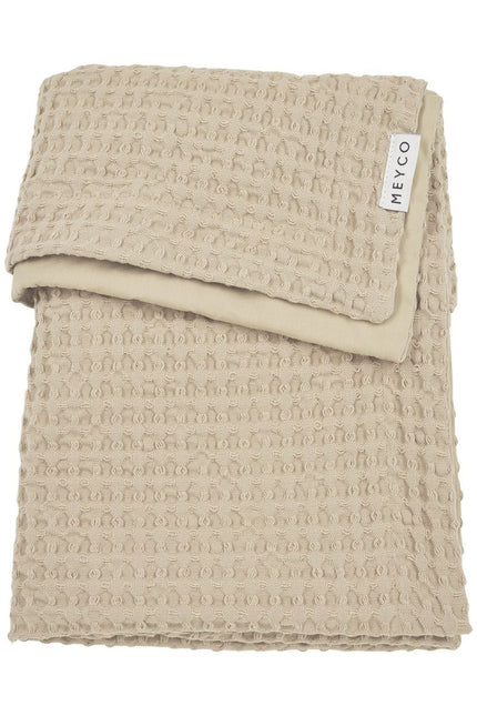 Meyco Baby Waffle Cotton Ledikant Deken Sand 75x100cm koop je bij Babywinkel