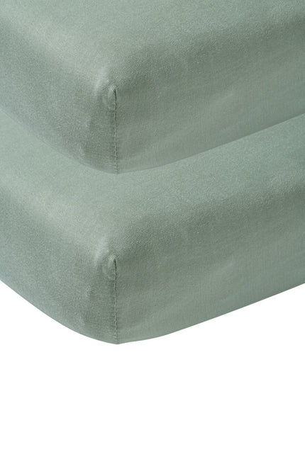 Meyco Hoeslaken Jersey Stone Green 60x120cm 2st koop je bij Babywinkel
