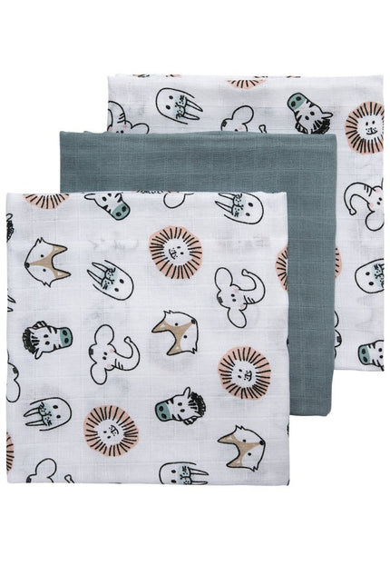 Meyco Hydrofiele Doek 3St Animal/Uni Stone Green/Animal koop je bij Babywinkel