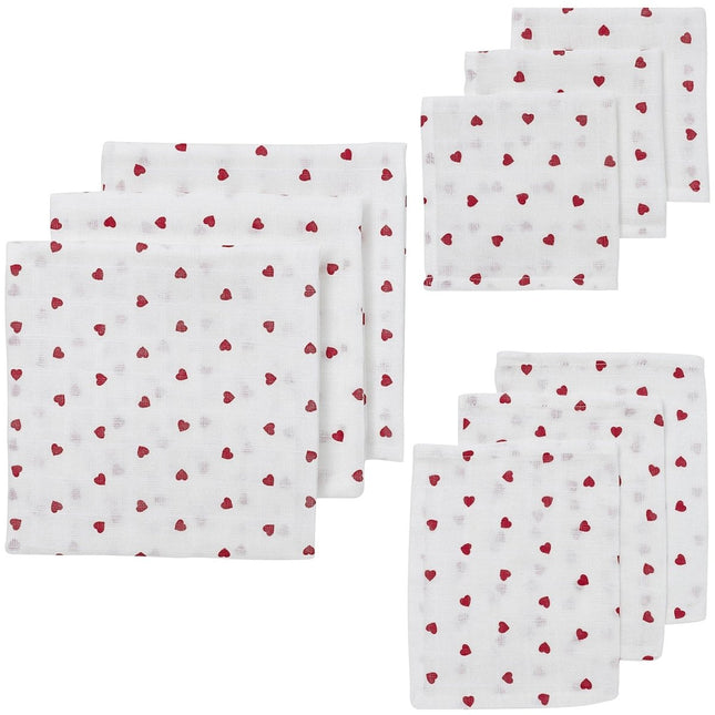 Meyco Hydrofiele Doek Sweet Heart Red 9St koop je bij Babywinkel