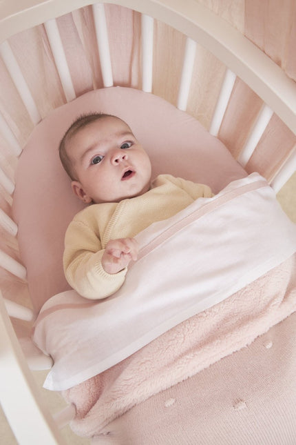 Meyco Ledikantdeken Teddy Mini Knots Soft Pink koop je bij Babywinkel