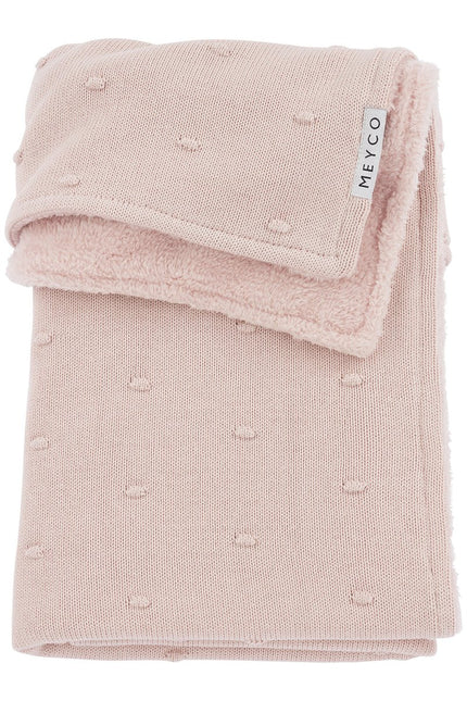 Meyco Ledikantdeken Teddy Mini Knots Soft Pink koop je bij Babywinkel