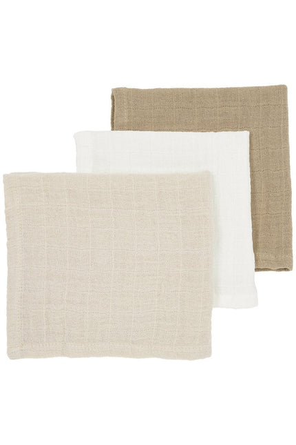 Meyco Monddoekje 3 - Pack Offwhite/Soft Sand/Taupe 30X30cm koop je bij Babywinkel