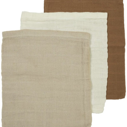 Meyco Monddoekje 3St Offwhite/Sand/Toffee 20x17 cm koop je bij Babywinkel