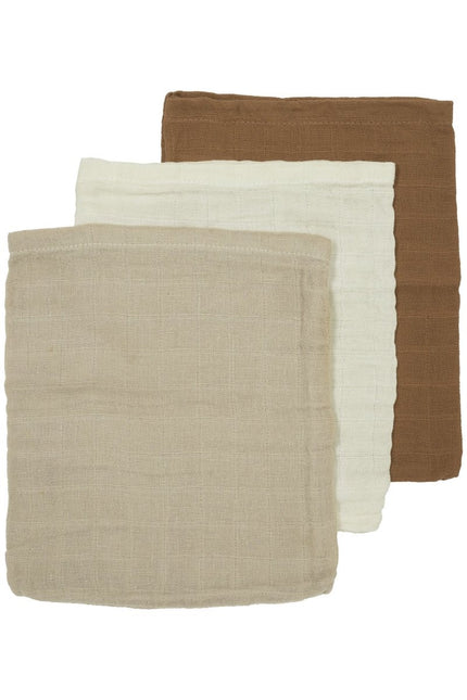 Meyco Monddoekje 3St Offwhite/Sand/Toffee 20x17 cm koop je bij Babywinkel