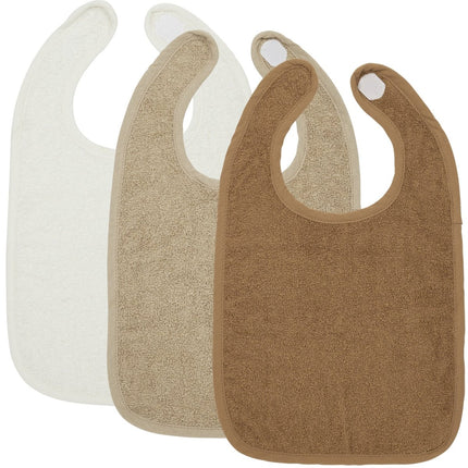Meyco Slabbetje met Klittenband 3St Basic Badstof Offwhite/Sand/Toffee koop je bij Babywinkel