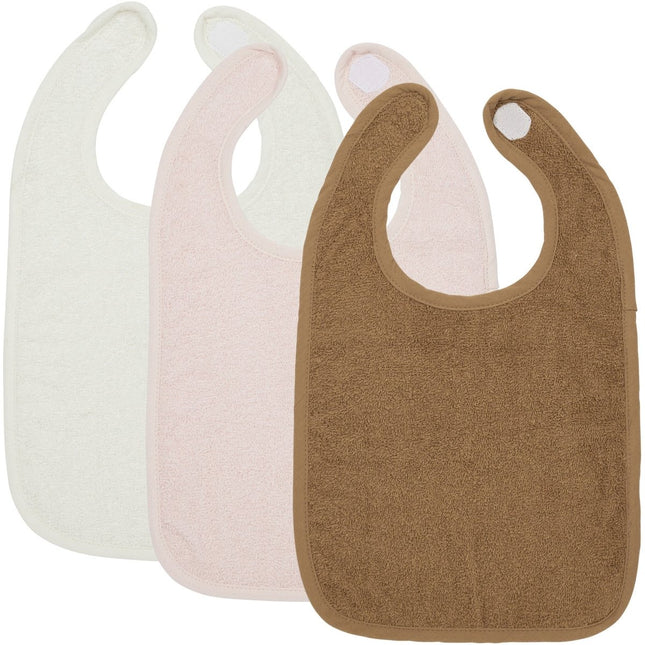 Meyco Slabbetje met Klittenband 3St Basic Badstof Offwhite/Soft Pink/Toffee koop je bij Babywinkel