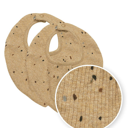 Meyco Slabbetje Rib Mini Spot 2 - Pack Toffee Melange koop je bij Babywinkel