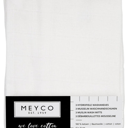 Meyco Washandje 3St Wit koop je bij Babywinkel