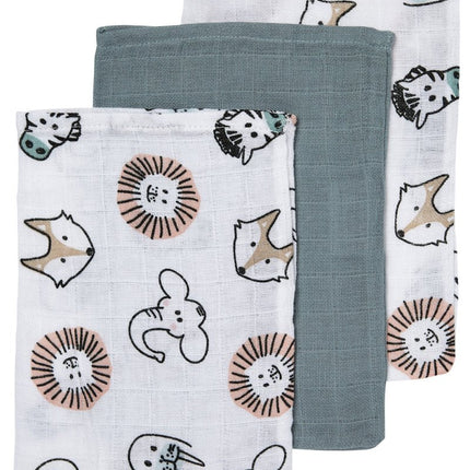 Meyco Washandje Hydrofiele Animal Stone Green 3st koop je bij Babywinkel