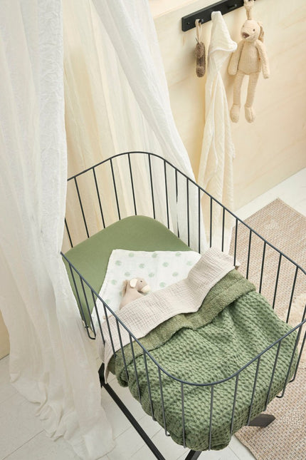 Meyco Wiegdeken Wafel Teddy Olive Green 75X100cm koop je bij Babywinkel