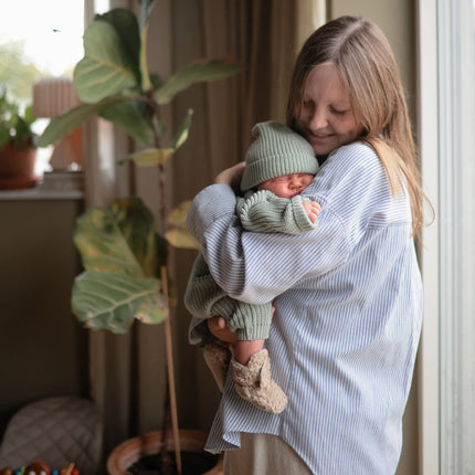 Mushie Babymutsje Chunky Knit Light Mint koop je bij Babywinkel