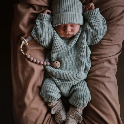 Mushie Babymutsje Chunky Knit Light Mint koop je bij Babywinkel
