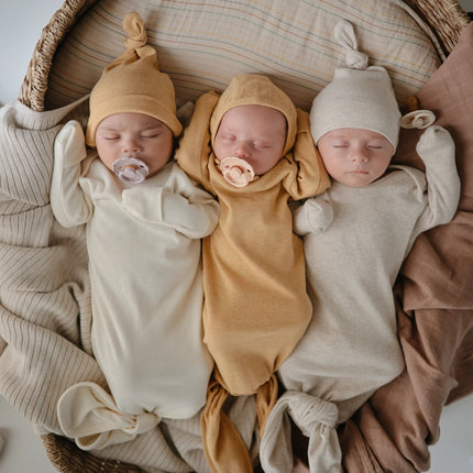 Mushie Babymutsje Mustard Melange koop je bij Babywinkel