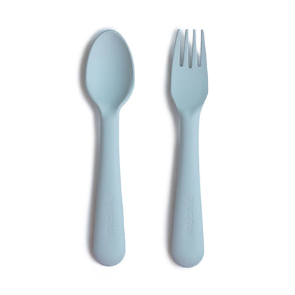 Mushie Bestekset Powder Blue 2 - delig koop je bij Babywinkel