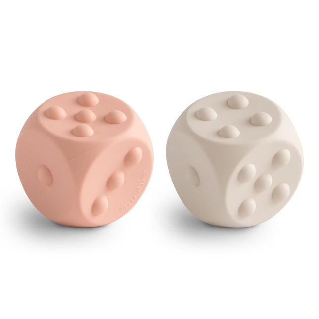 Mushie Educatief Speelgoed Dobbelstenen Blush/Shifting Sands 2st koop je bij Babywinkel