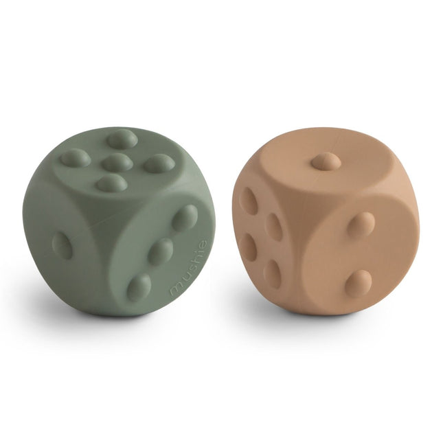 Mushie Educatief Speelgoed Dobbelstenen Dried Thyme/ Naturel 2st koop je bij Babywinkel
