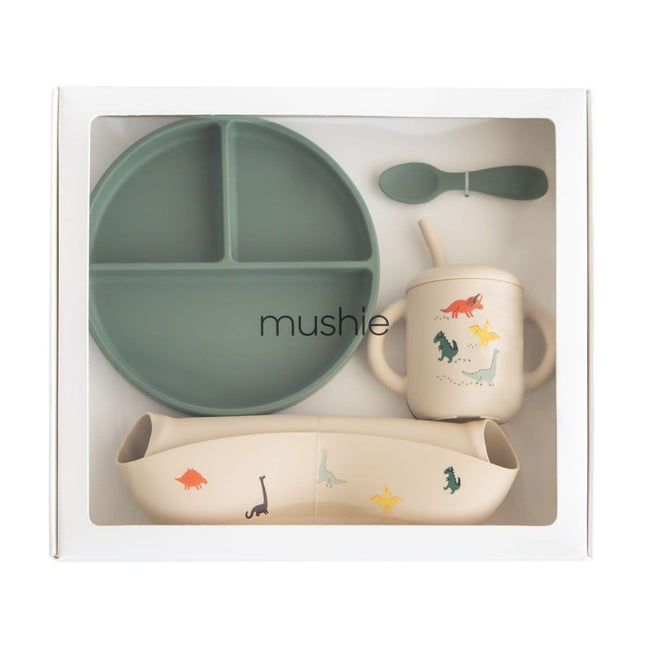 Mushie Giftbox Voeddingsset - Dino koop je bij Babywinkel