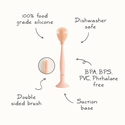 Mushie Flessenborstel Silicone Blush koop je bij Babywinkel