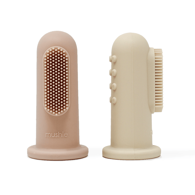Mushie Tandenborstel Sand/Blush koop je bij Babywinkel