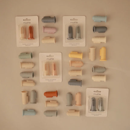 Mushie Tandenborstel Sand/Cambridge Blue koop je bij Babywinkel