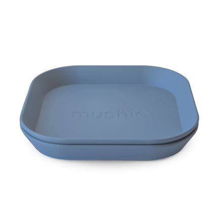 Mushie - Vierkante Borden - Twilight Blue 2st koop je bij Babywinkel